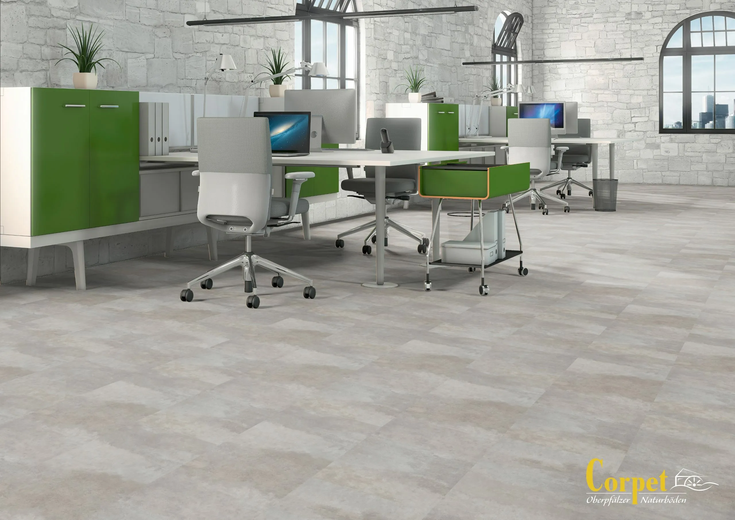 Bodenbelag Vinyl Corpet in Fliesen Optik