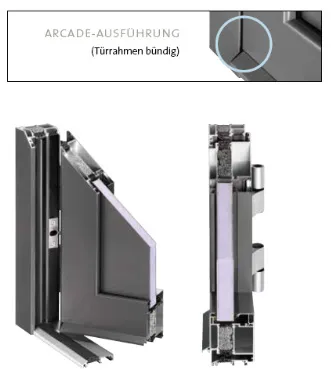 Technik Aluminium-Haustür mit Einsatzfüllung
